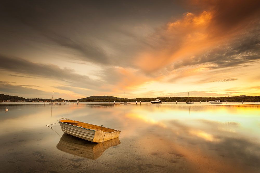 Lone Boat Pano, Davistown, Central Coast, NSW, Australia